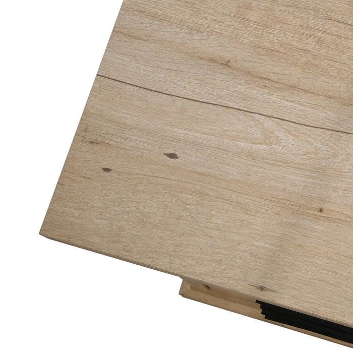 Akira 65.12\" L-Shaped Office Desk with Keyboard Tray, 3-Drawers & Cabinet - Prime Oak