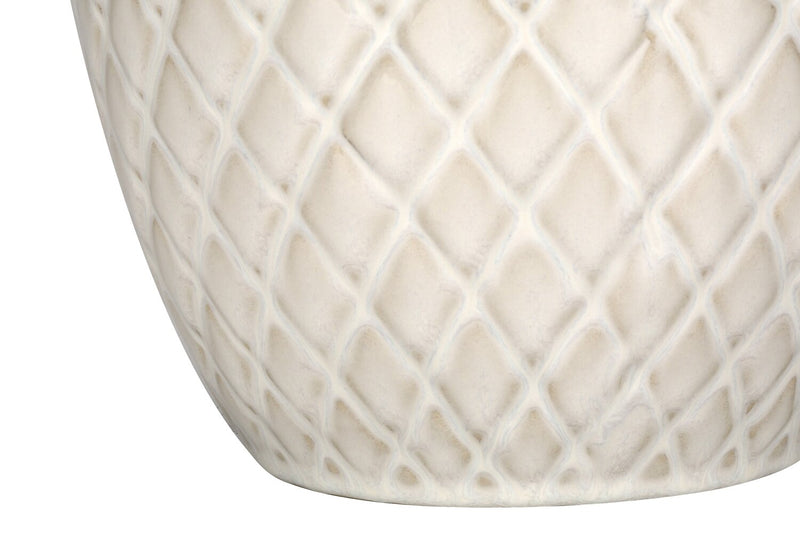 25\" Cream Textured Ceramic Table Lamp with Ginger Shade