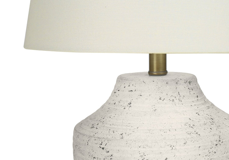 20\" Cream Textured Concrete Table Lamp with Ivory Shade