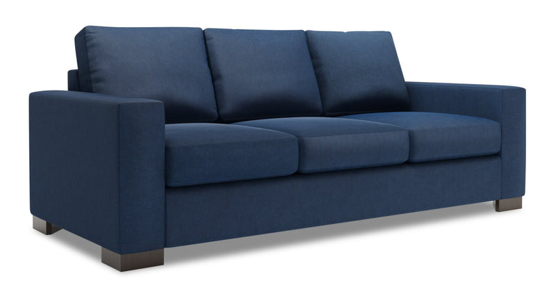Made in Canada Customizable Sofa Lab Track 85\" Linen-Look Fabric Sofa with Track Arms - Pax Navy Blue