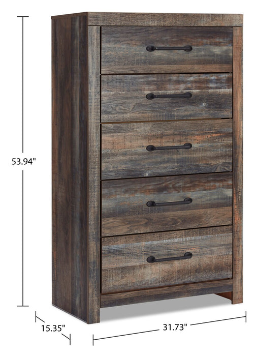 Abby Bedroom Chest of Drawers, 5-Drawer, 31.7\"W x 53.9\"H - Brown
