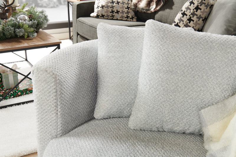 Made in Canada Petite 36\" Chenille Fabric Swivel Cuddler Accent Chair - Teddy Star Grey