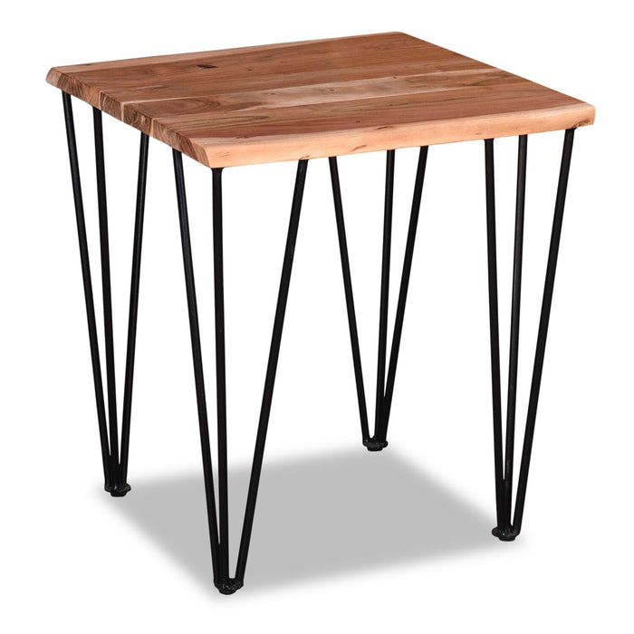 Kaleb 22\" Rustic End Table - Brown and Black with Metal Legs