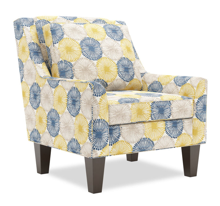 Made in Canada Sofa Lab Customizable Club 29\" Fabric Accent Chair with Wood Legs - Sunshine Multicolour