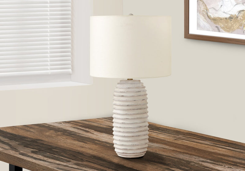 28\" Cream Textured Resin Table Lamp