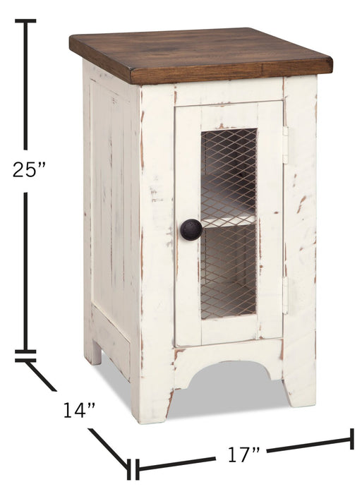 Benjy 14\" Rustic Chairside Table with Storage - Two Tone Wood