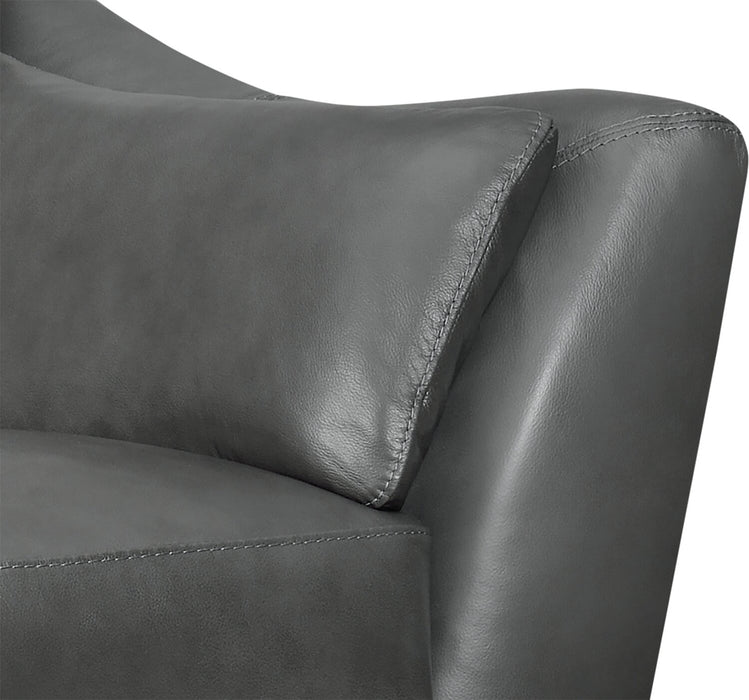 Chateau d'Ax Lusso 92\" 100% Genuine Leather Sofa with Wood Legs - Charcoal Grey
