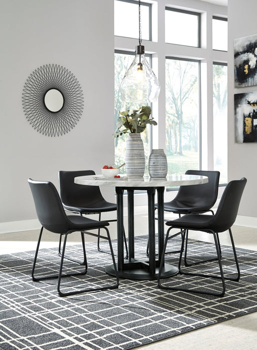 Cole Dining Chair with Vegan Leather Fabric, Metal - Black