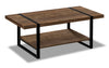 Ennis 47.25\" Rustic Coffee Table with Shelf - Brown and Black with Metal Legs