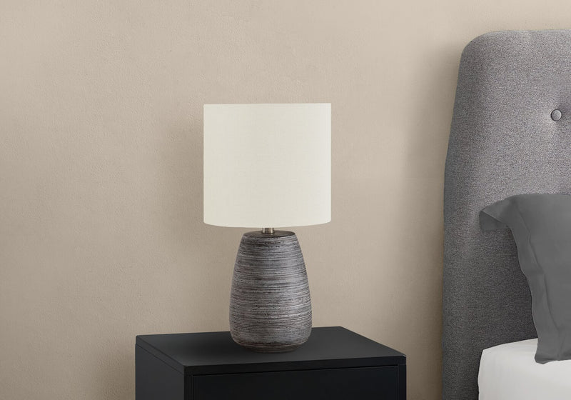 19\" Grey Textured Ceramic Table Lamp