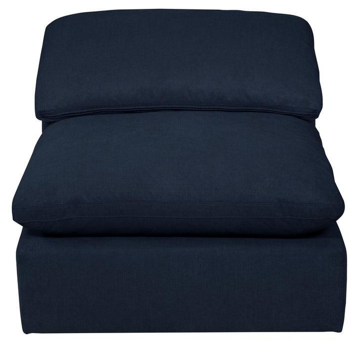 Eclipse Modular 38\" Linen-Look Fabric Armless Chair with Reversible Feather Down Cushions - Navy Blue
