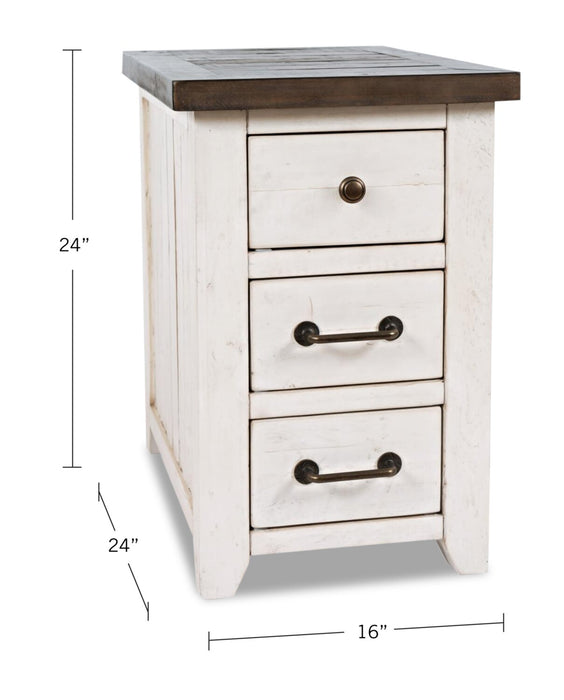 Morgan 16\" Rustic Powered Chairside Table with Storage - White with Reclaimed Wood