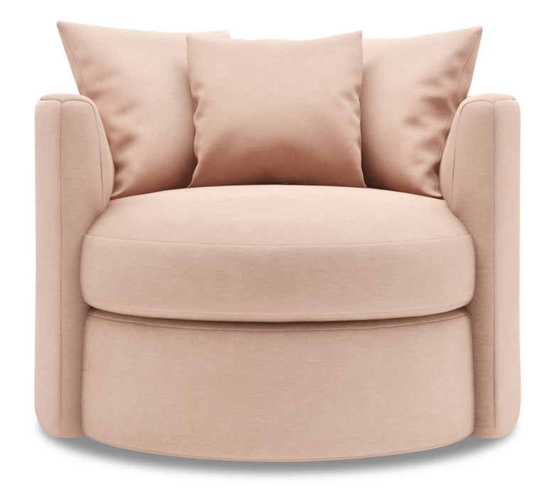 Made in Canada Sofa Lab Customizable Nest 41\" Linen-Look Fabric Swivel Accent Chair - Pax Rose Pink