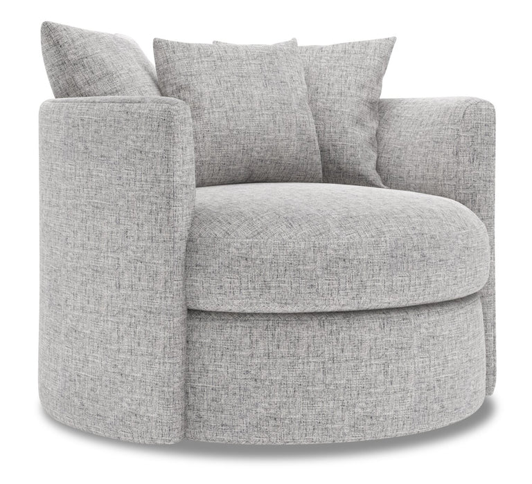 Made in Canada Sofa Lab Customizable Nest 41\" Linen-Look Fabric Swivel Accent Chair - Luna Domino Grey
