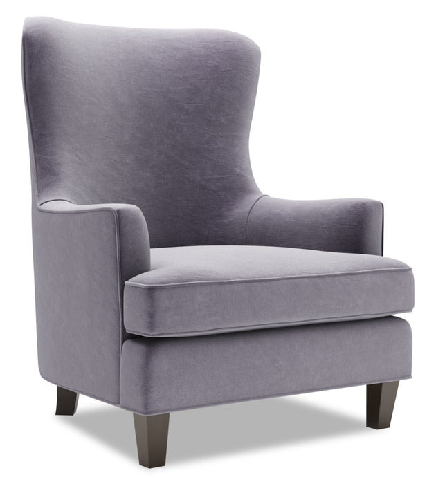 Made in Canada Sofa Lab Customizable Wingback 32\" Velvet Fabric Accent Chair - Granite Grey