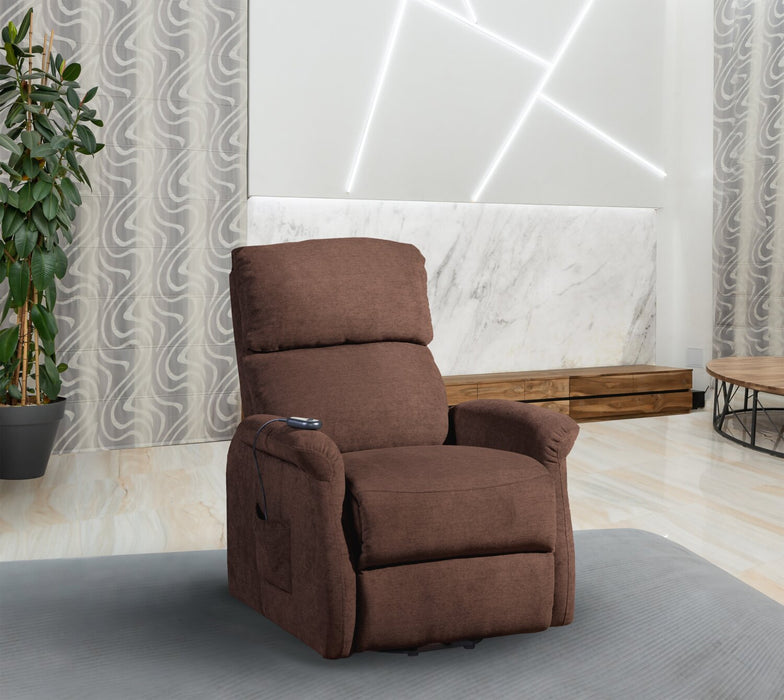 Ruben 32\" Chenille Fabric Power Lift Reclining Chair - Chocolate Brown