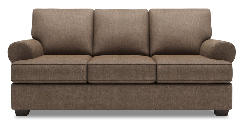 Made in Canada Customizable Sofa Lab Roll 86\" Linen-Look Fabric Sofa with Rolled Arms - Luna Praline Brown