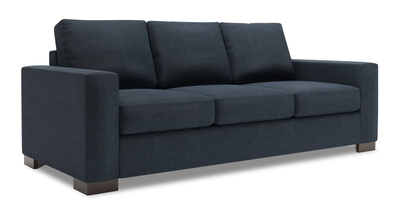 Made in Canada Customizable Sofa Lab Track 85\" Linen-Look Fabric Sofa with Track Arms - Luna Sailor Blue
