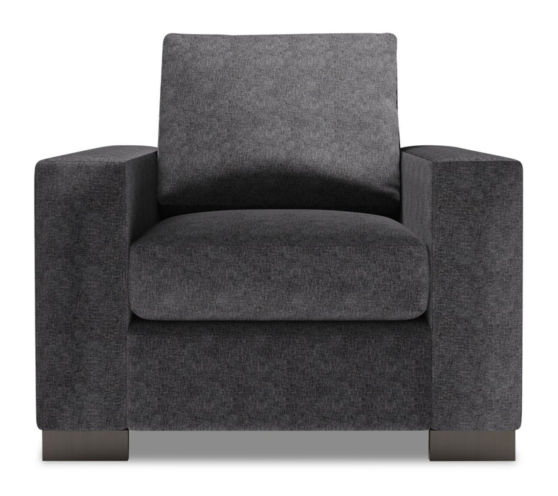Made in Canada Sofa Lab Customizable Track 38\" Chenille Fabric Chair - Luxury Charcoal Grey