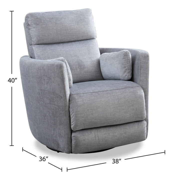 Ember 36\" Fabric Swivel Power Reclining Chair - Silver Cotton