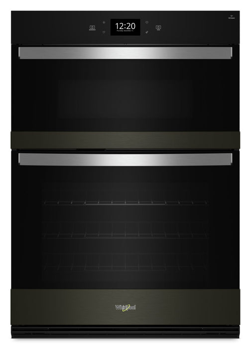 Whirlpool 30\" 5 Cu. Ft. Electric Combination Wall Oven with True Convection - Black Stainless Steel with PrintShield™ Finish - WOEC7030PV