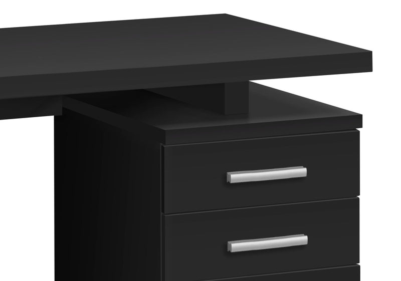 Ronan 47.25\" Reversible Office Desk with 3-Drawers - Black