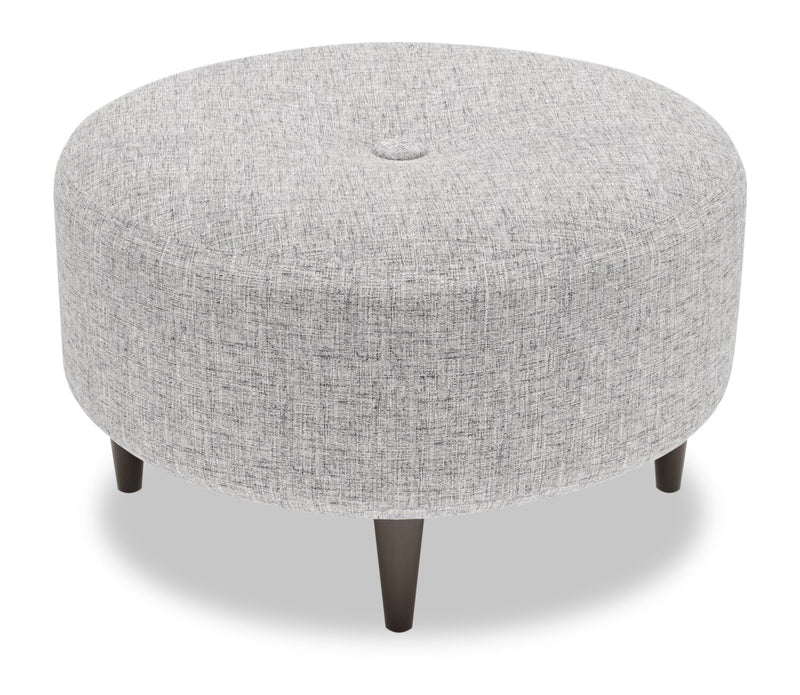 Made in Canada Customizable Sofa Lab The Curve 31\" Linen-Look Fabric Ottoman - Luna Domino Grey