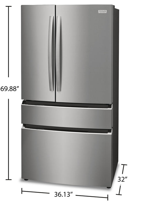 Frigidaire Gallery 36\" 22.1 Cu. Ft. Counter-Depth 4-Door French-Door Refrigerator - Smudge-Proof® Stainless Steel - GRMG2272CF