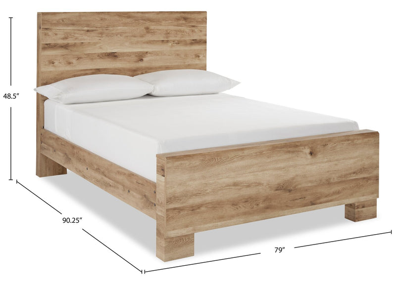 Derekson Panel Bed with Headboard & Frame, Natural - King Size
