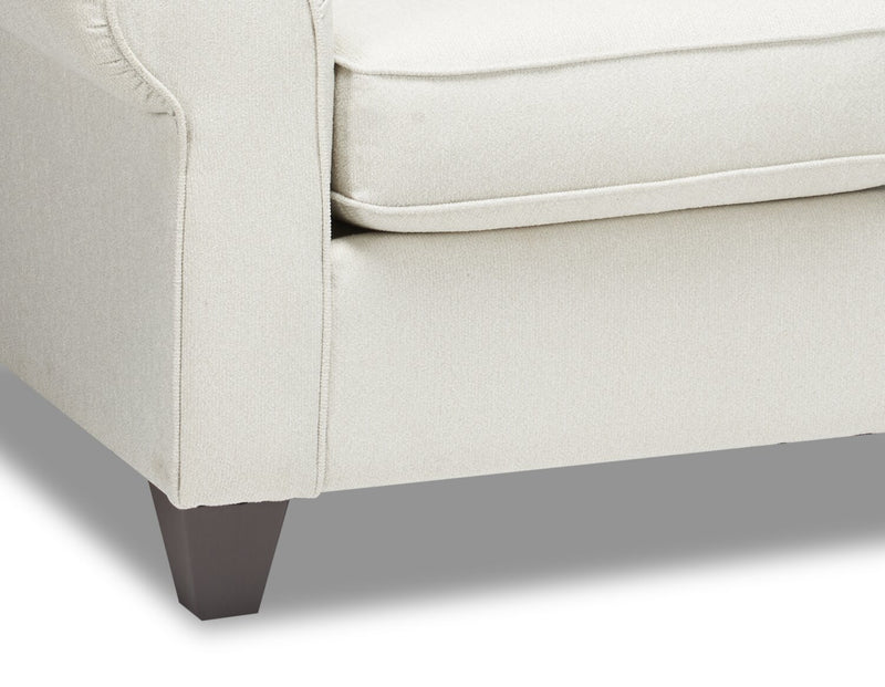 Made in Canada Scarlett 64\" Chenille Fabric Loveseat with Rolled Arms and Accent Pillows - Ecru Beige