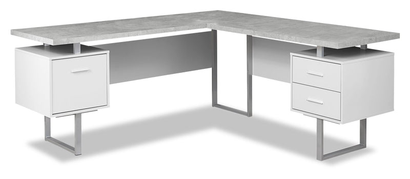 Marnie Reversible 71\" L-Shaped Corner Office Desk with 3-Drawers - White
