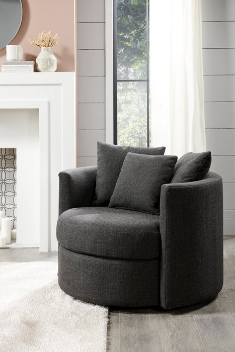 Made in Canada Sofa Lab Customizable Nest 41\" Linen-Look Fabric Swivel Accent Chair - Luna Kohl Grey