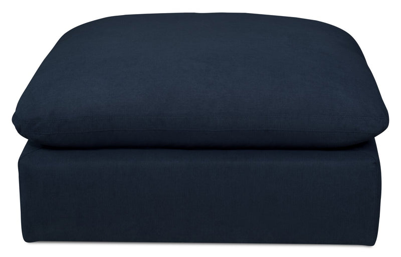 Eclipse Modular 43\" Linen-Look Fabric Ottoman with Feather Down Cushion - Navy Blue