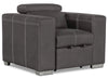 Drake 41.5\" Faux Suede Fabric Chair with Pull-Out Ottoman and Flip-Up Headrest - Cement Grey