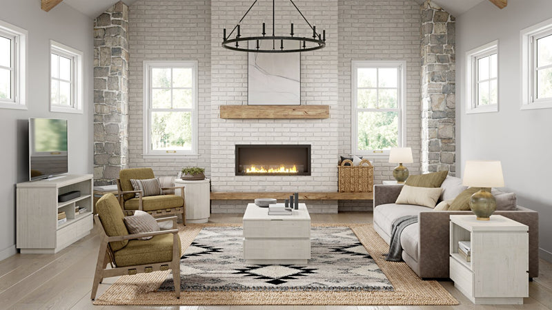 Emir 48\" Modern Lift Top Coffee Table with Storage - Alabaster White Wood