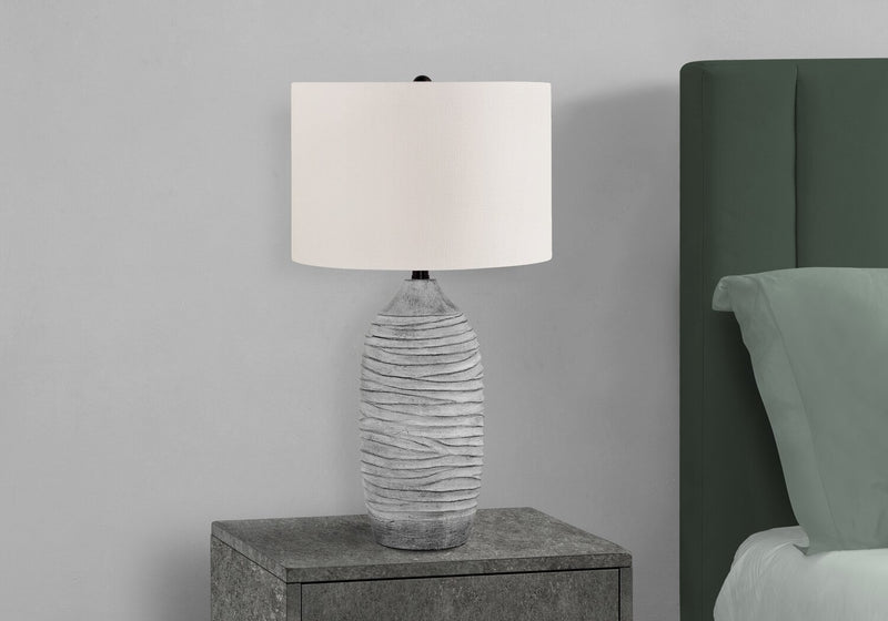 27\" Grey Textured Resin Table Lamp