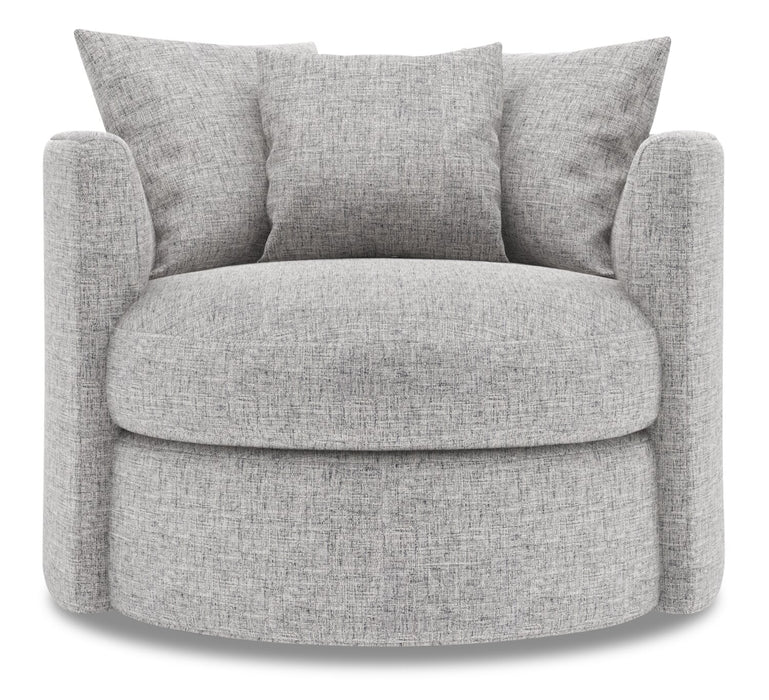 Made in Canada Sofa Lab Customizable Nest 41\" Linen-Look Fabric Swivel Accent Chair - Luna Domino Grey