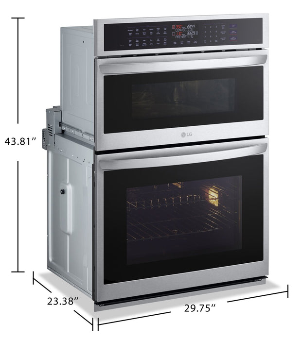 LG 30\" 6.4 Cu. Ft. Electric Combination Wall Oven with True Convection - Smudge Proof Stainless Steel - WCEP6427F
