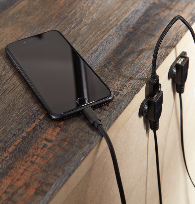 Abby 6pc Bedroom Set with Storage Bed, Dresser, Mirror & Nightstand, LED, USB, Brown - Full Size