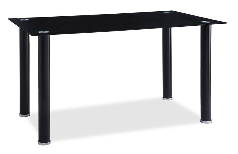 Onyx Dining Table with Glass Top, 55\"W - Black