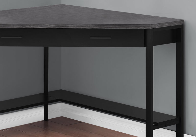 Christiana 42\" Corner Office Desk with Drawer - Black/Grey