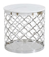 Belle 19.75\" Glam Round End Table - White Marble Top with Stainless Steel Base