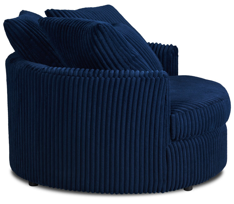 Made in Canada Grande 48\" Chenille Fabric Cuddler Accent Chair - Groove Midnight Blue