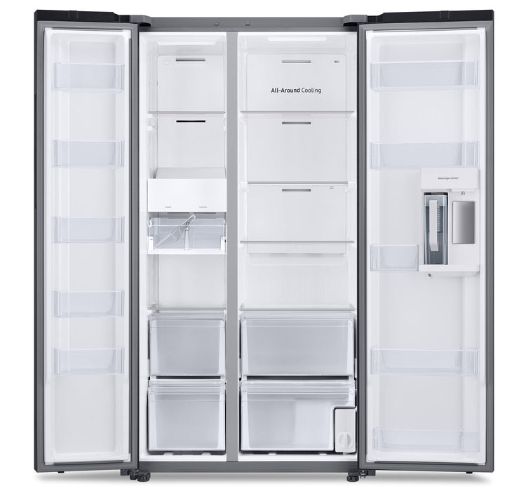 Samsung 36\" 22.6 Cu. Ft. Side-by-Side with Beverage Centre Refrigerator - White Glass - RS23CB760012AA