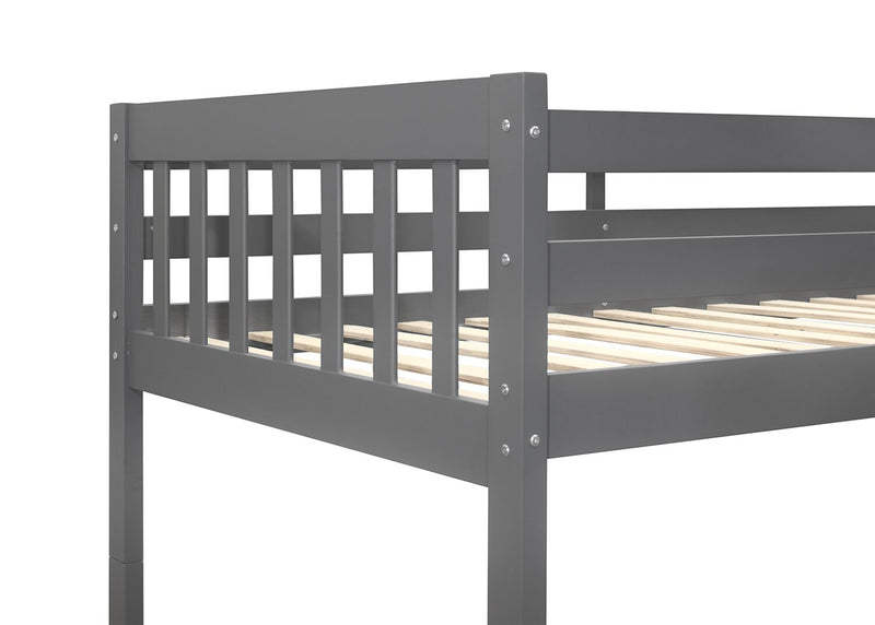 Miko Bunk Bed with Ladder & Guard Rail for Kids, Grey - Twin/Twin