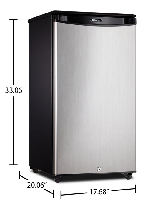 Danby 18.5\" 3.3 Cu. Ft. Single-Door Outdoor Mini Fridge - Spotless Steel - DAR033A1BSLDBO