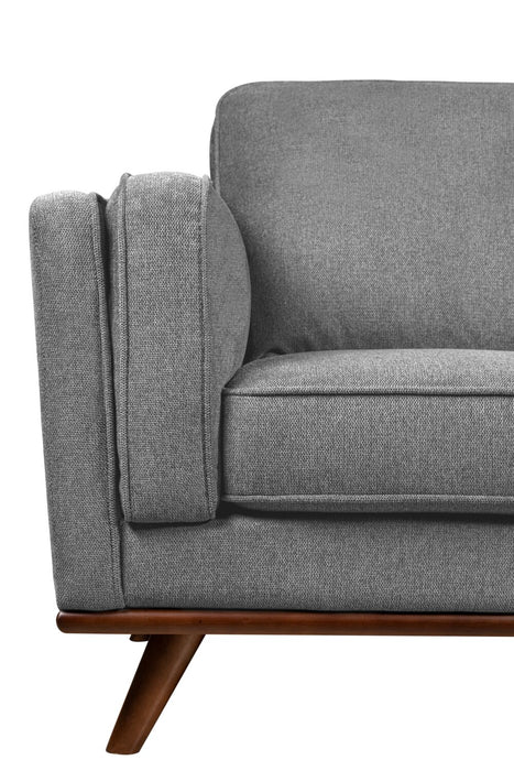 Kort & Co. Kassia 90.6\" Linen-Look Fabric Sofa with Wood Base and Legs - Grey