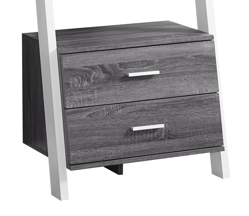 Ronan 25.5\" Ladder Bookcase with Open Shelves & 2-Drawers - Grey & White