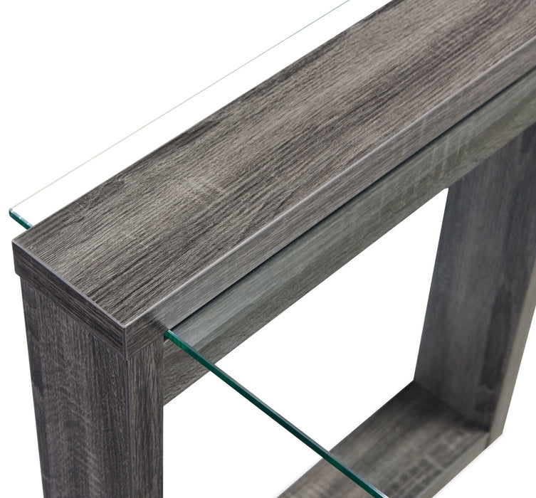 California 22\" Modern Glass Top End Table - Distressed Grey