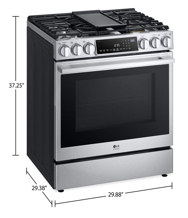 LG Studio 6.3 Cu. Ft. Smart Gas Range with Instaview & Air Fry - Smudge Proof Stainless Steel - LSGS6338F